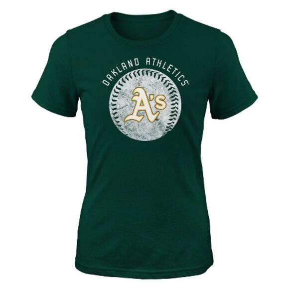 MIb Oakland Athletics Girls' CrewNeck T-shirt: Size L 10/12 Nwt - Picture 1 of 2
